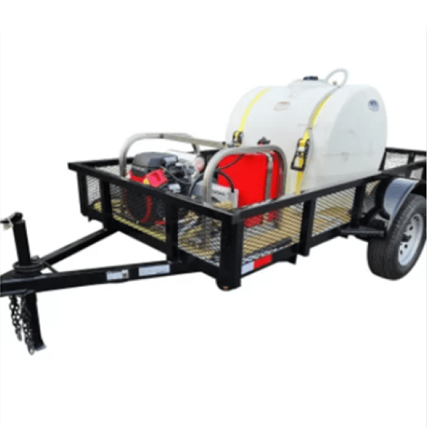Utility trailer with water tank and pump
