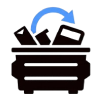 Hamburger icon with blue refresh arrow