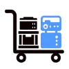 Blue refrigerator on dolly icon