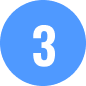 White numeral 3 inside blue circle