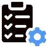 Checklist with blue gear icon